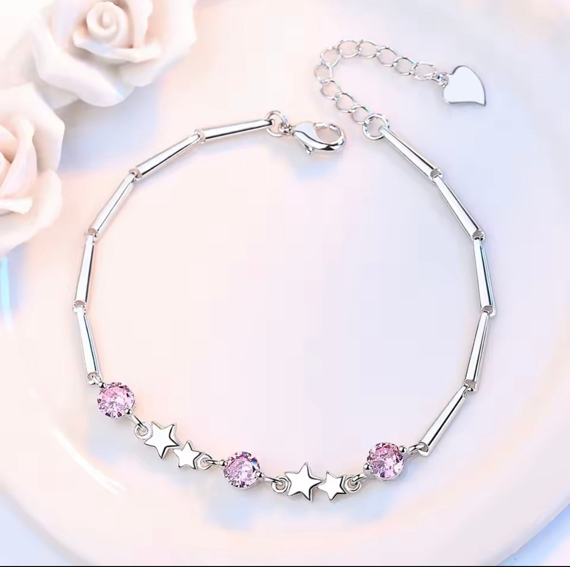 925 Sterling Silver luxury Star Crystal Bracelets