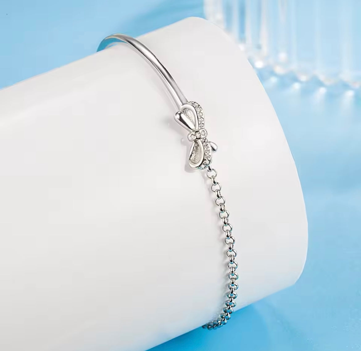 925 Sterling silver bow bracelet