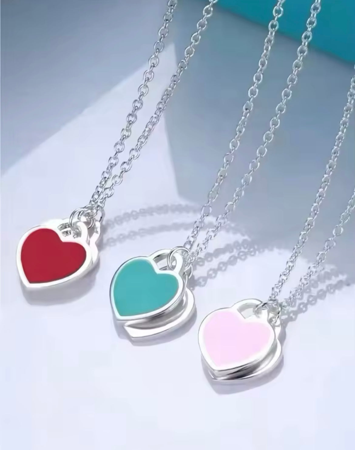 love sterling silver heart enamel necklace