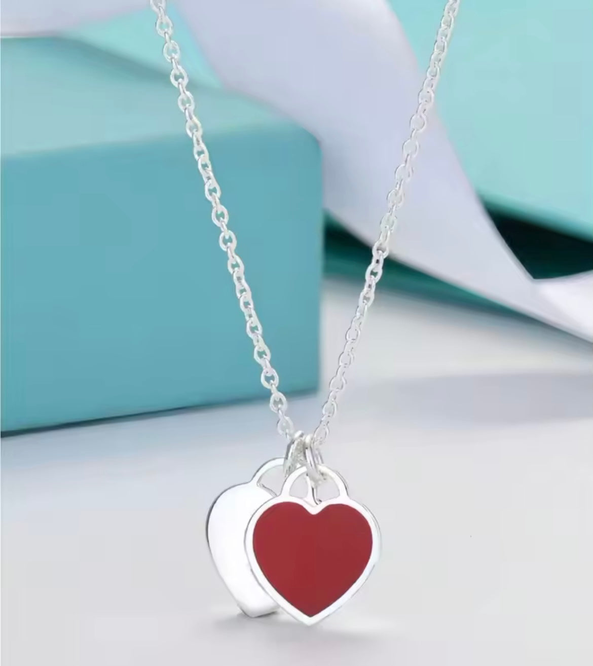 love sterling silver heart enamel necklace