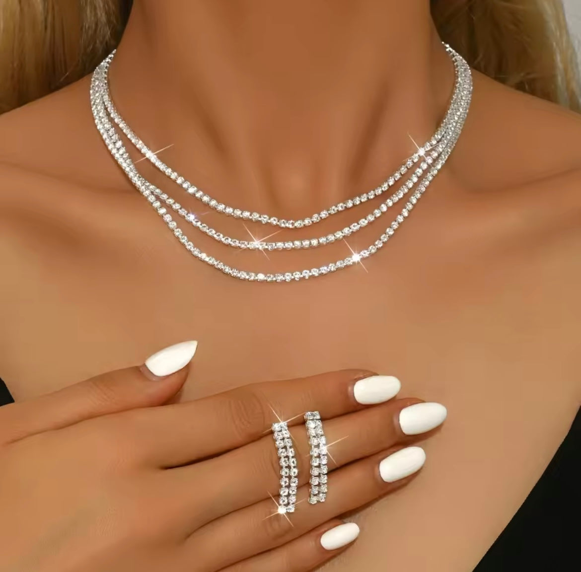 crystal-studded jewellery set