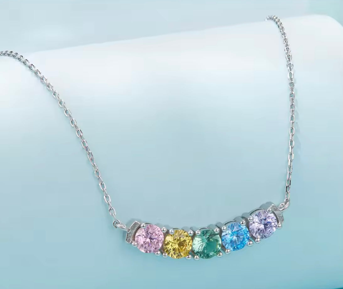 925 Sterling silver Rainbow Curved Bar necklace