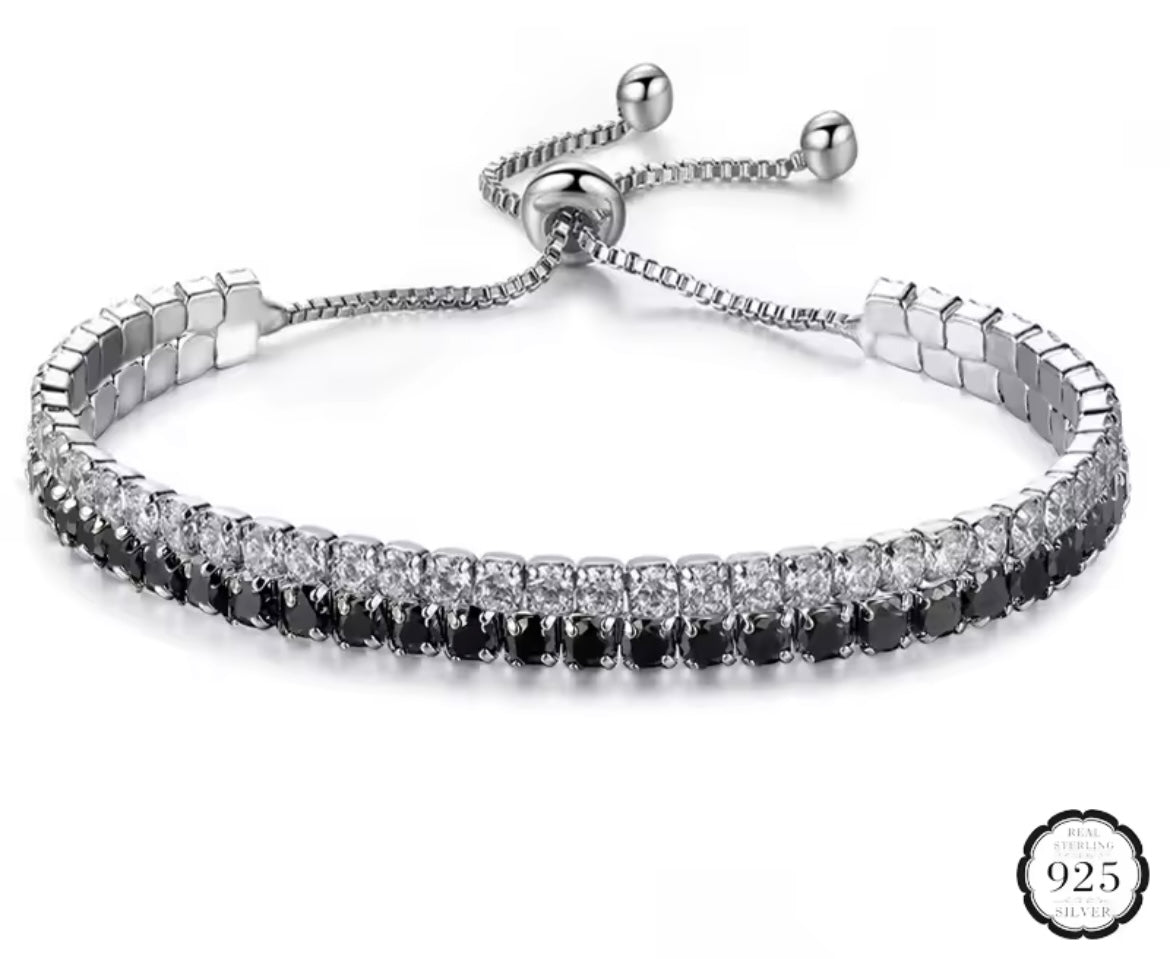 925 Sterling silver cubic Zircon adjustable bracelet