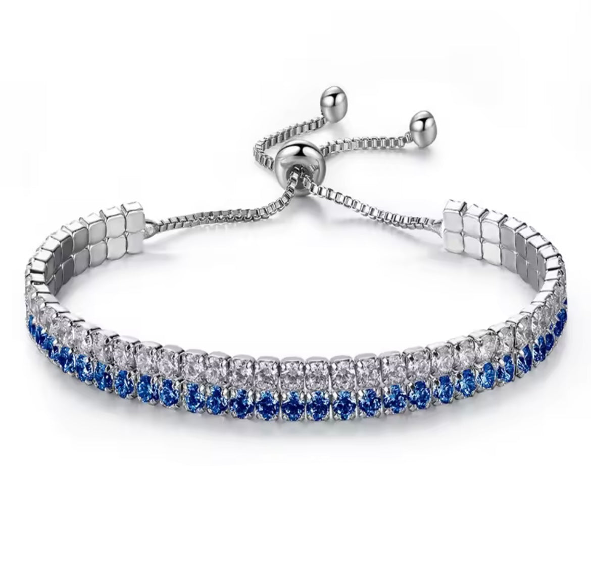 925 Sterling silver cubic Zircon adjustable bracelet