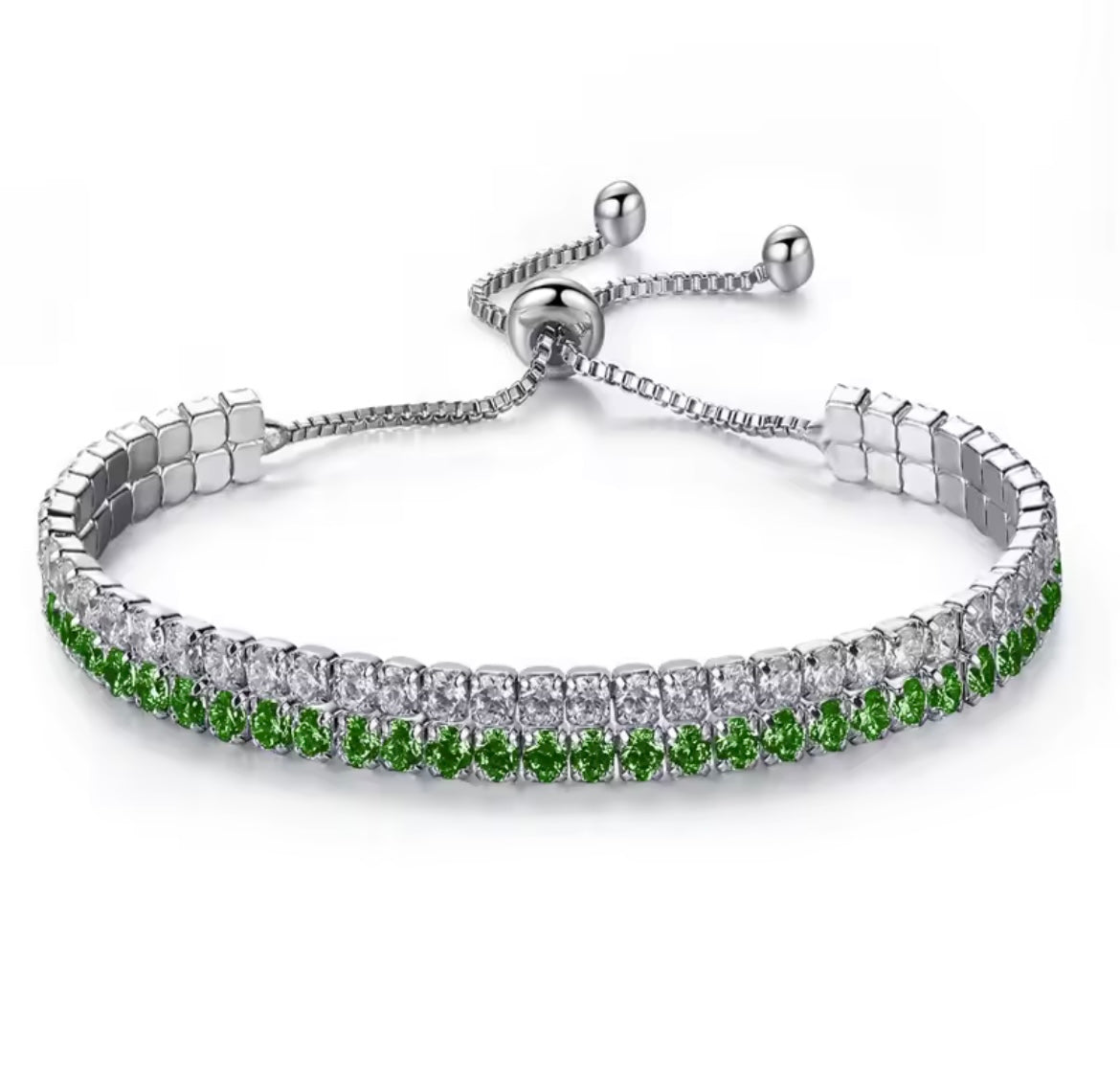 925 Sterling silver cubic Zircon adjustable bracelet