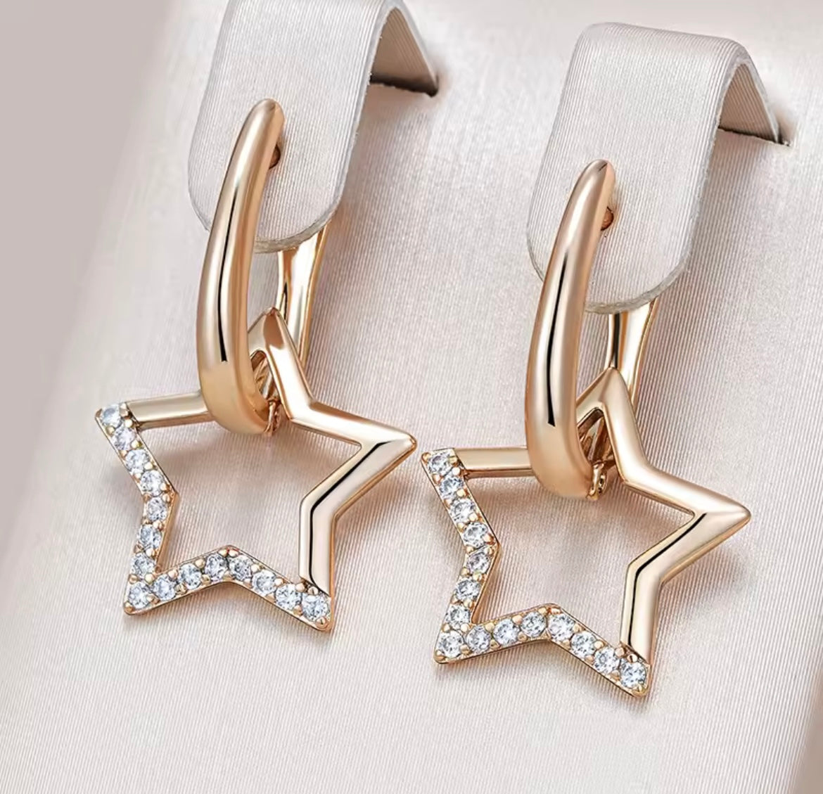 Rose Gold Star Dangle Earrings