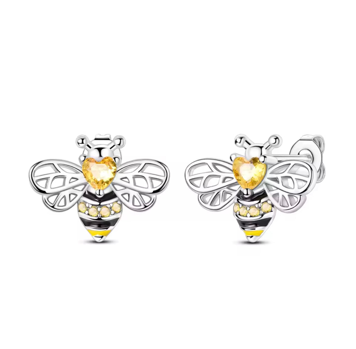 925 Sterling Silver Cute Bee Earrings