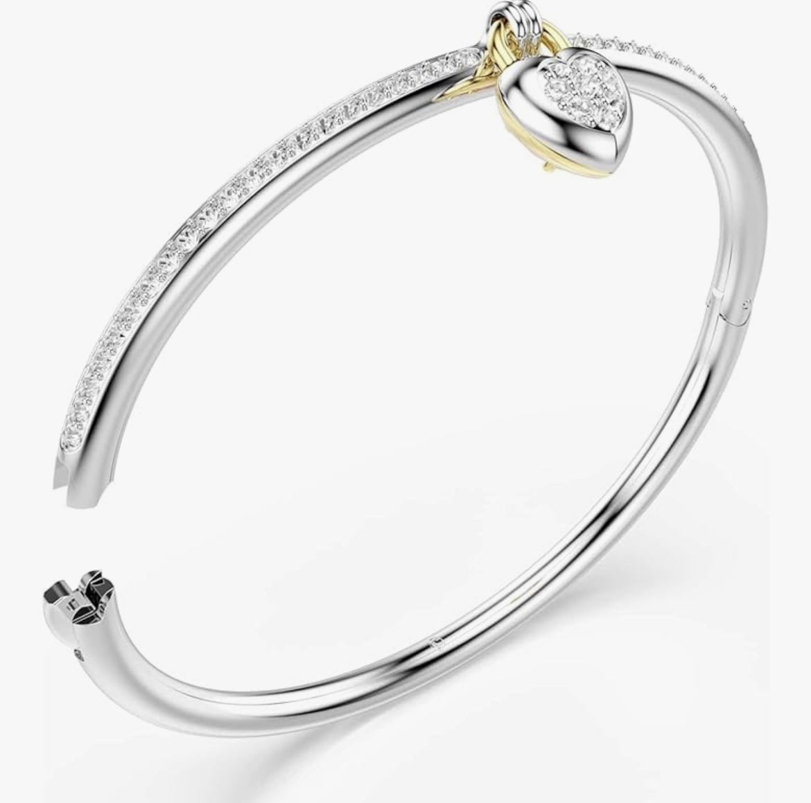 Pink Heart Mixed Metal Bangle