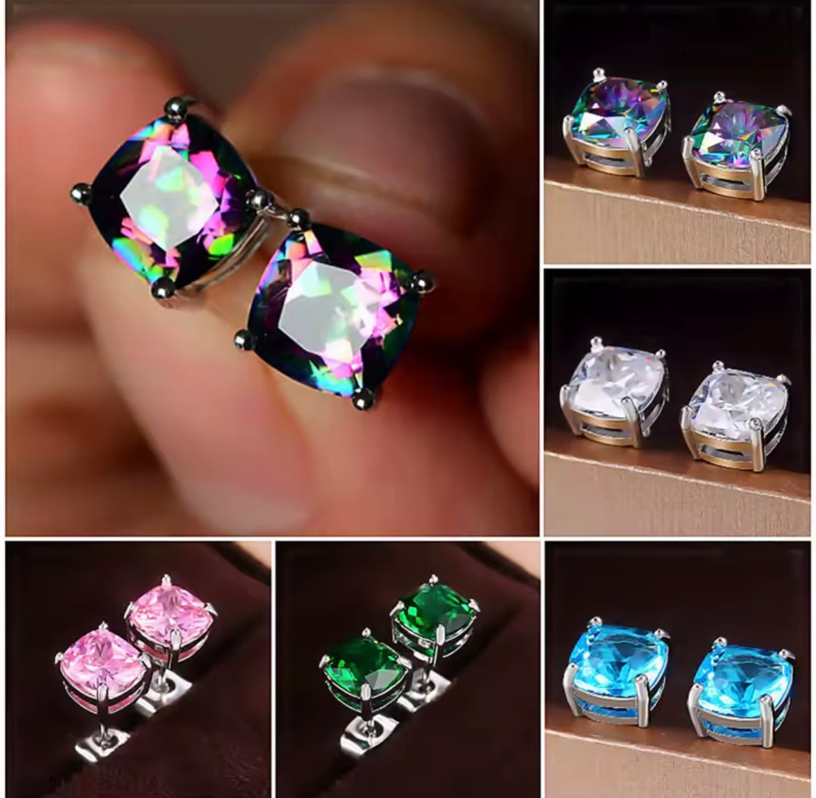 925 Sterling Silver Cubic Zirconia Stud Earrings