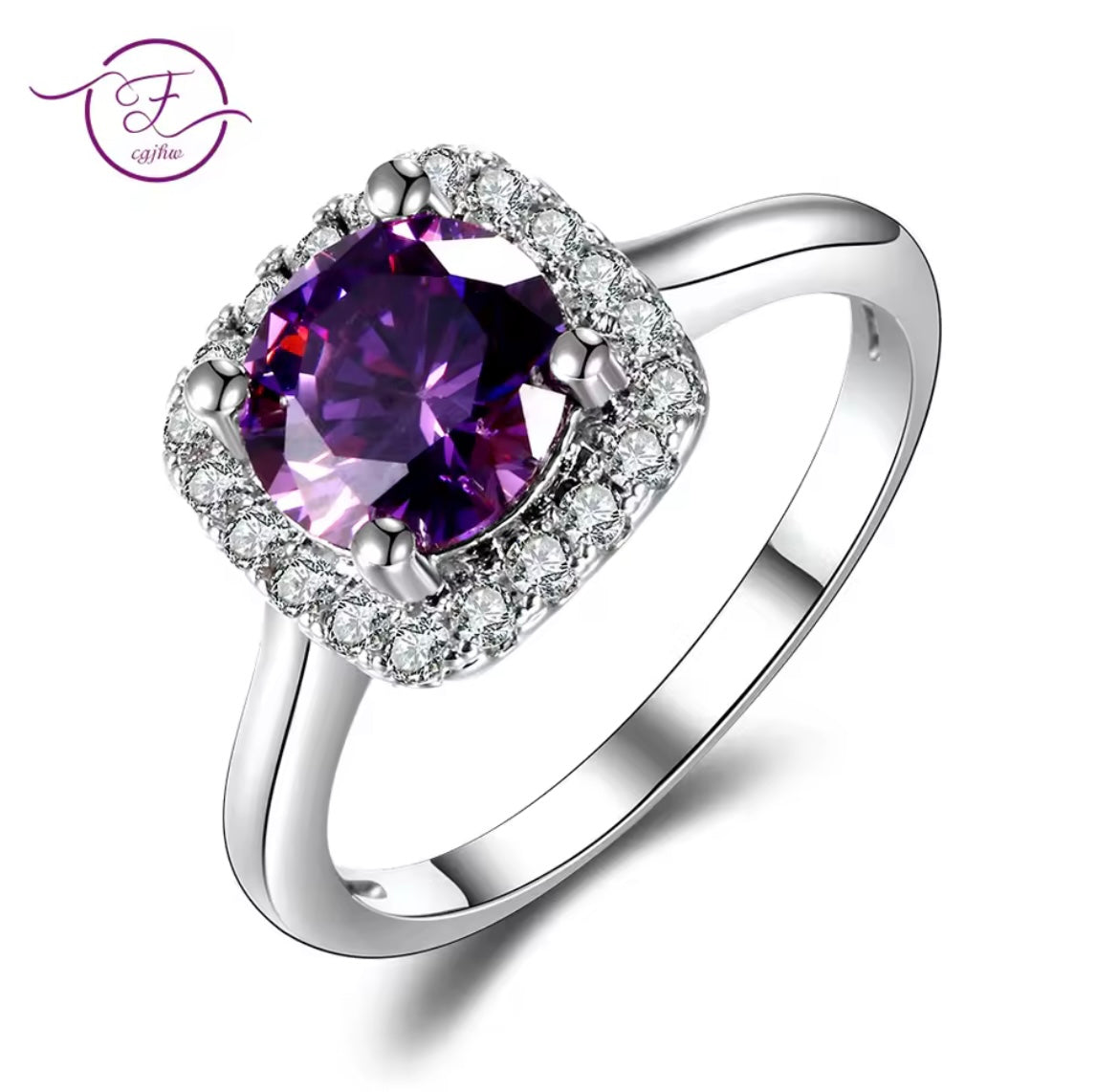 925 Sterling silver Purple Amethyst Ring