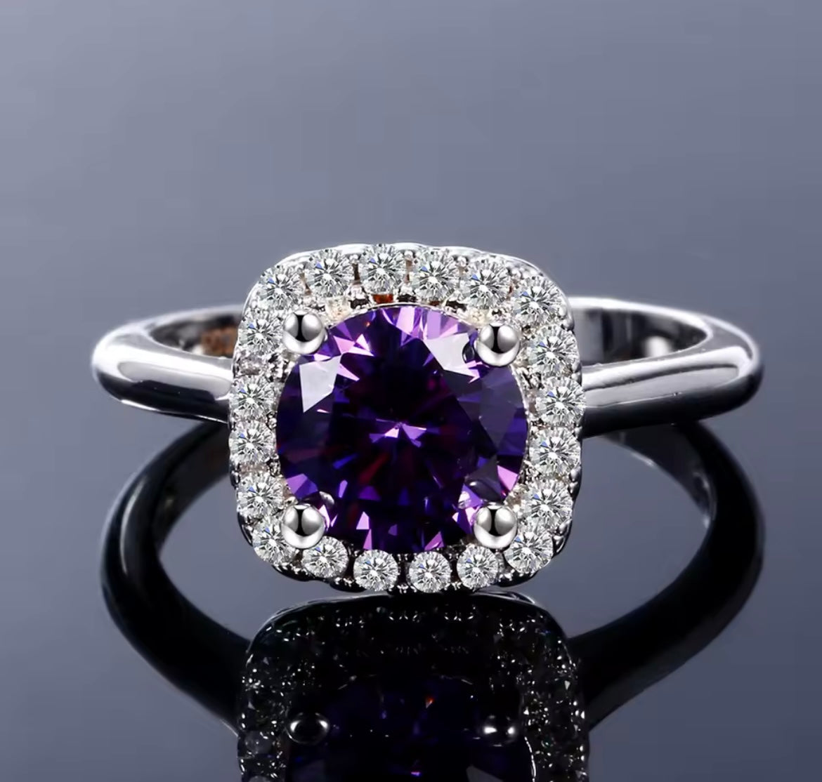 925 Sterling silver Purple Amethyst Ring