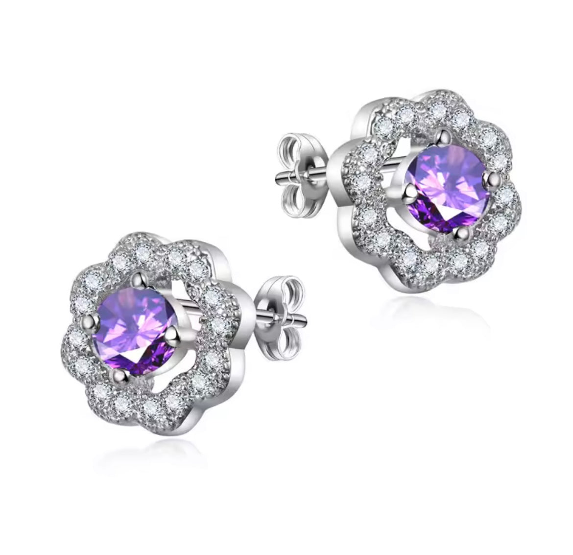 925 Sterling Silver flower stud earrings