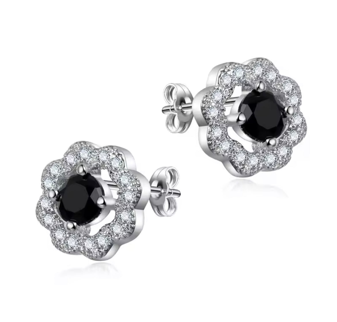 925 Sterling Silver flower stud earrings