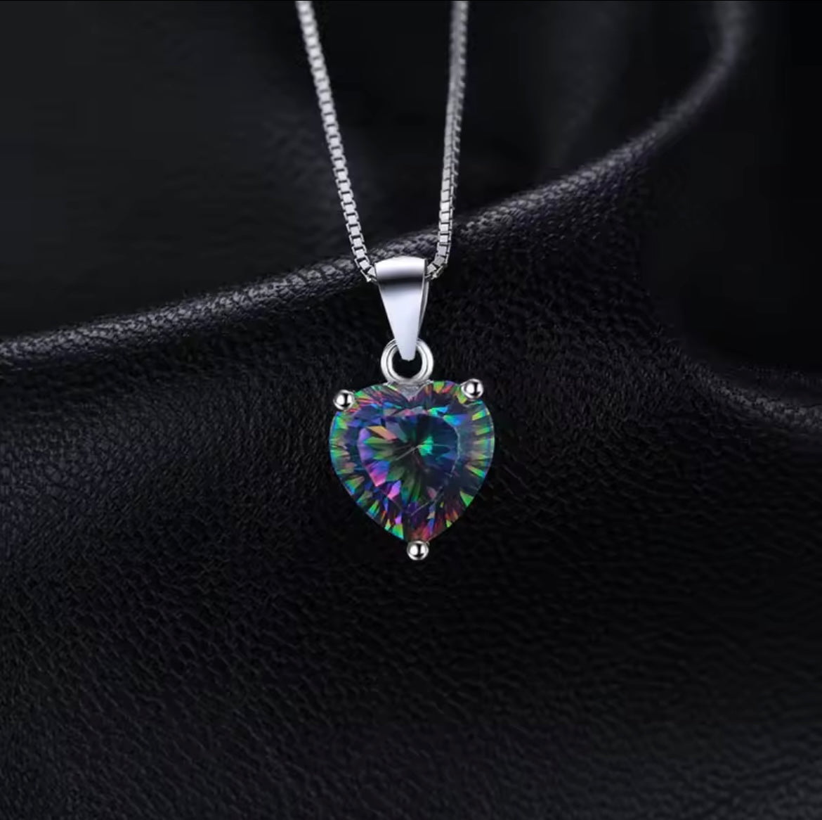 925 Sterling silver heart Topaz necklace