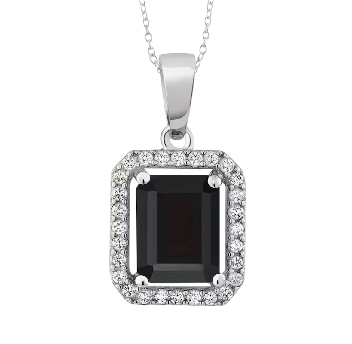 925 Sterling silver black rectangle necklace