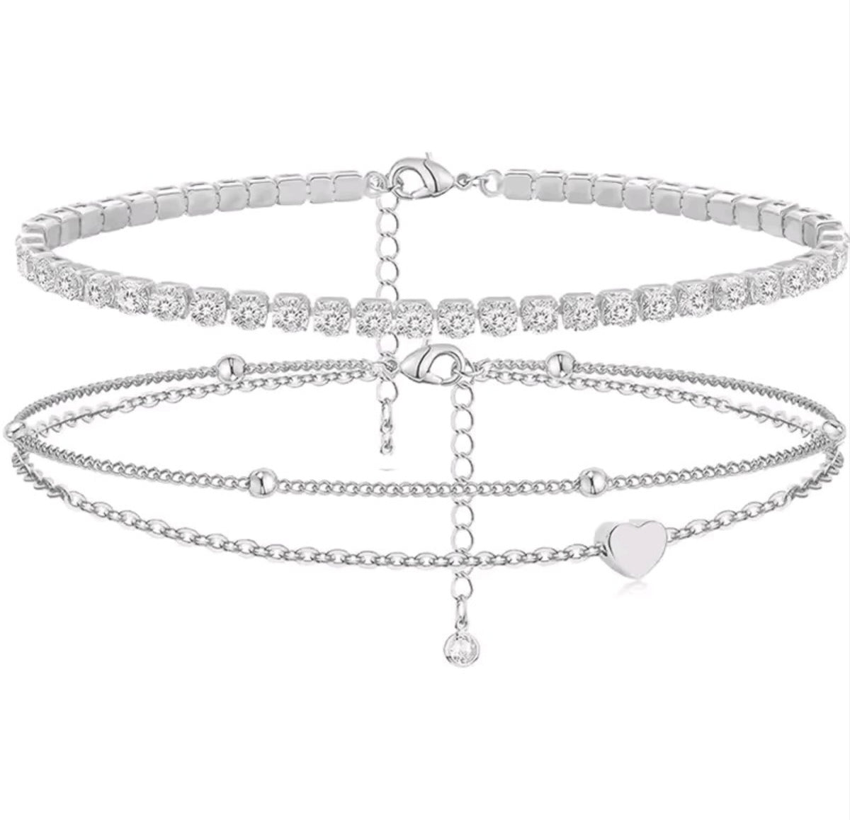 14k gold plated (waterproof) set of 2 anklet