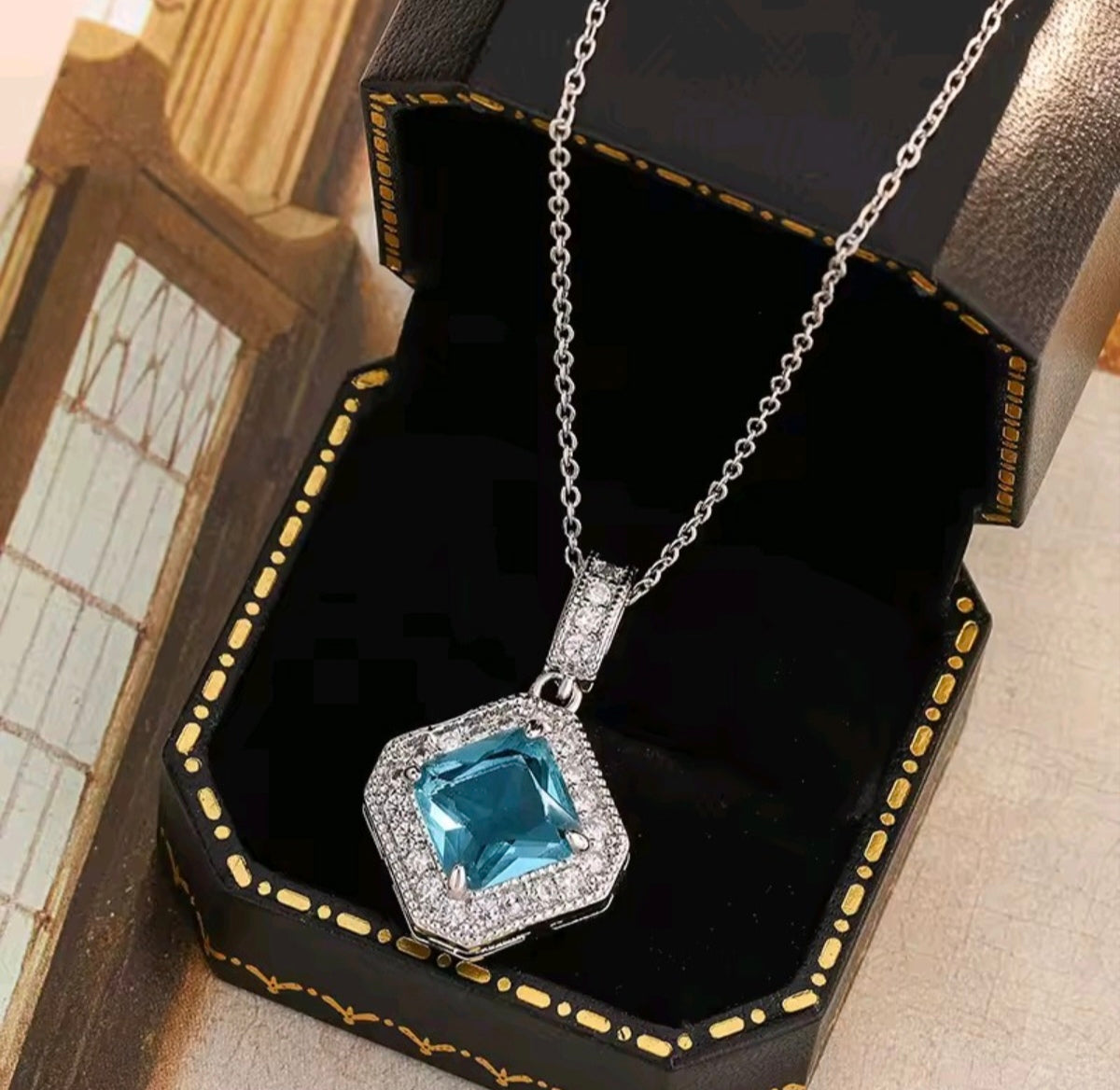 925 Sterling Silver Blue Necklace