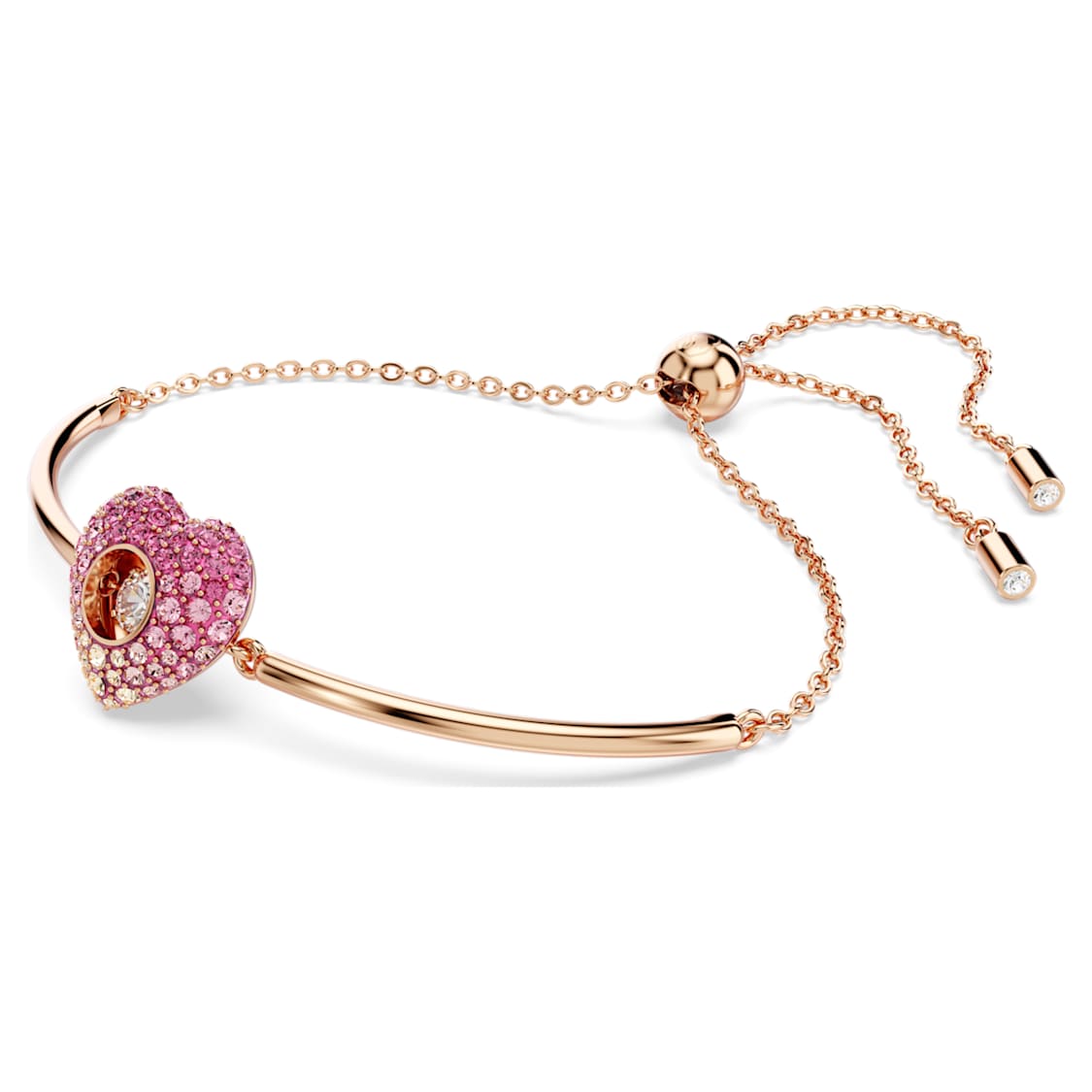Rose Gold Pink Pavé Heart Crystal Bracelet