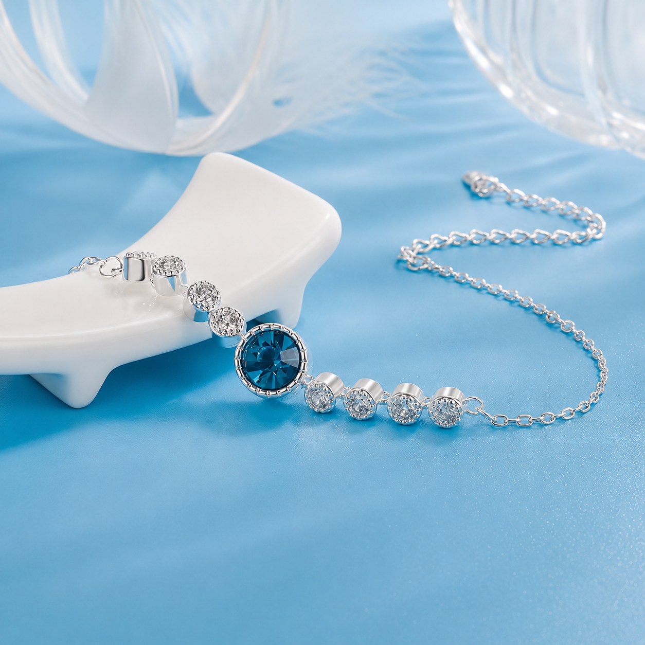 925 Sterling silver blue crystal bracelet