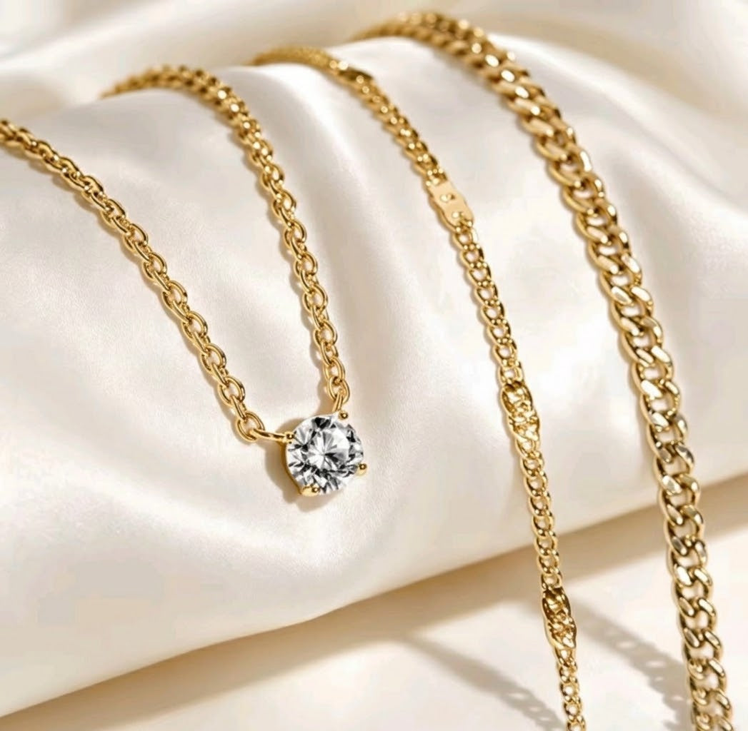 3-Layer Stackable Moissanite Necklace Set