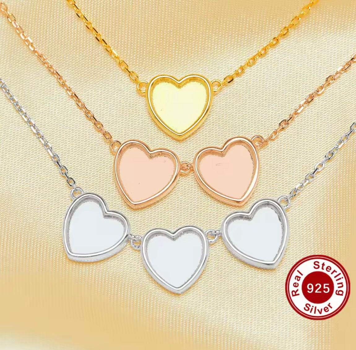 925 Sterling silver 8MM Keepsake Breast Milk Heart Bezel Pendant