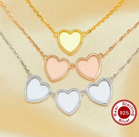 925 Sterling silver 8MM Keepsake Breast Milk Heart Bezel Pendant