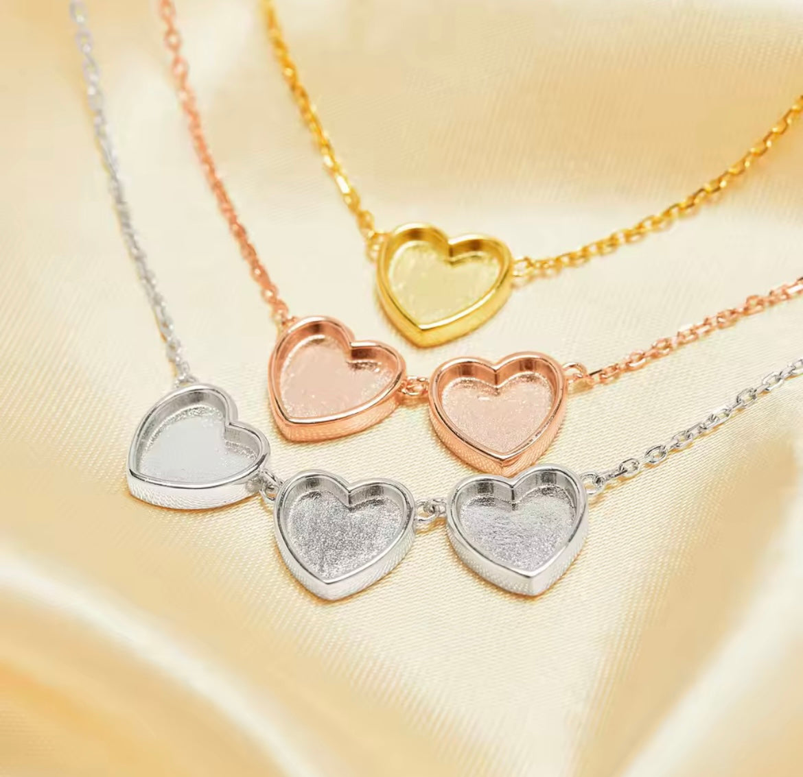 925 Sterling silver 8MM Keepsake Breast Milk Heart Bezel Pendant