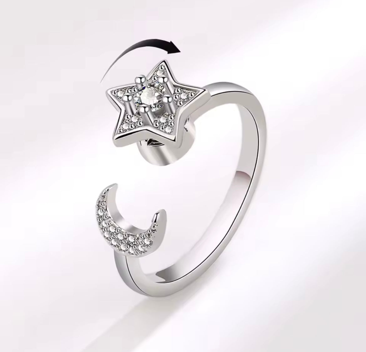 925 Sterling Silver Rotatable Relieve Stress Ring