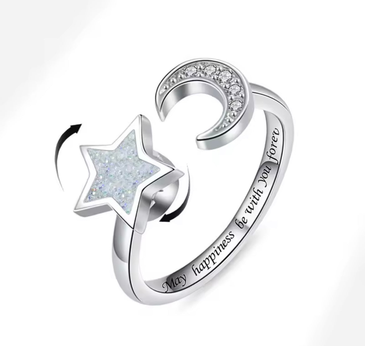 925 Sterling Silver Rotatable Relieve Stress Ring