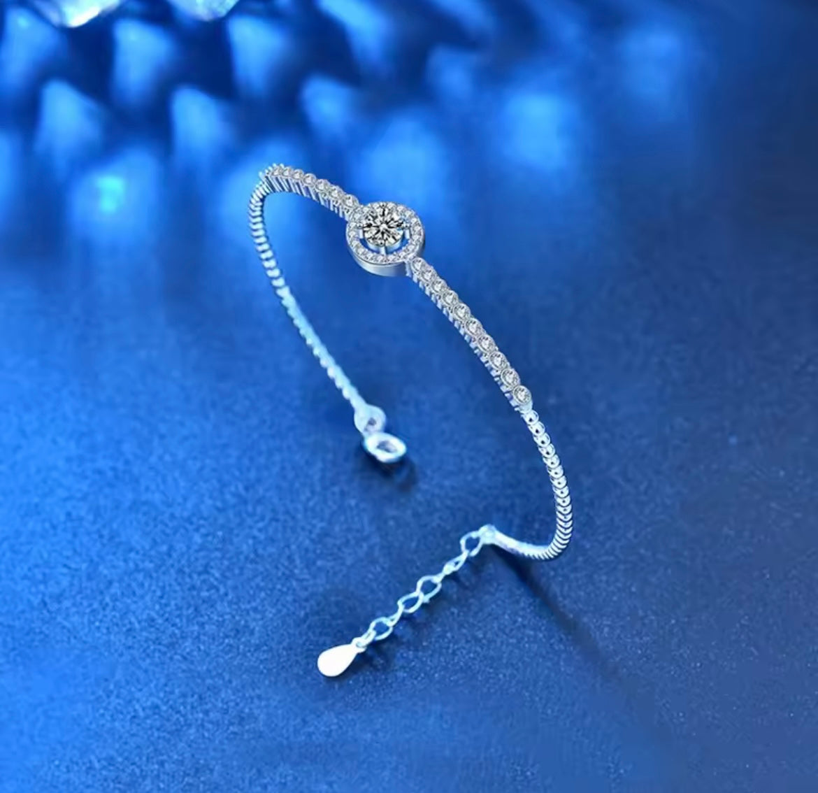 925 Sterling Silver Moissanite Round Bracelet