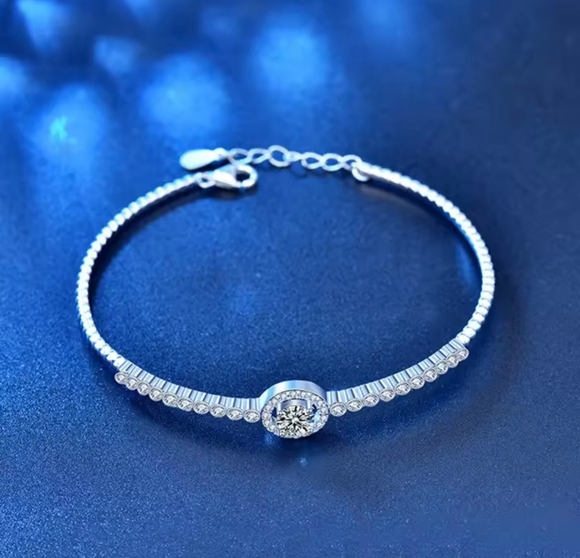 925 Sterling Silver Moissanite Round Bracelet