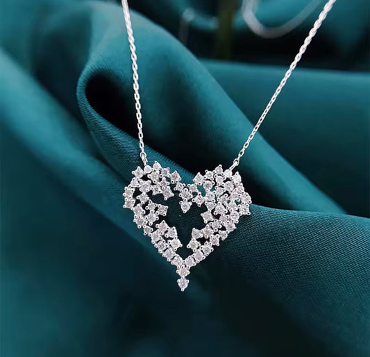 Heart Necklace Full Crystal Cubic Zirconia