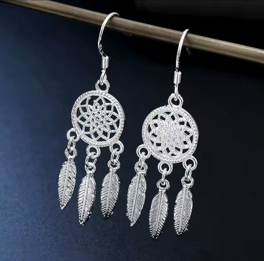 925 Sterling silver dream Catcher drop earrings