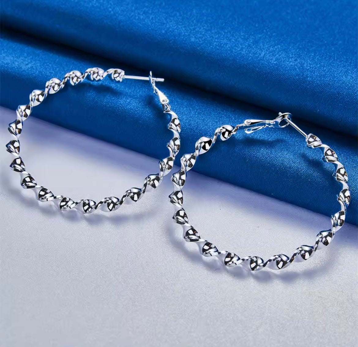 925 Sterling silver Twisted hoop earrings