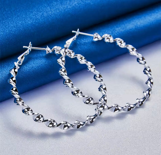 925 Sterling silver Twisted hoop earrings