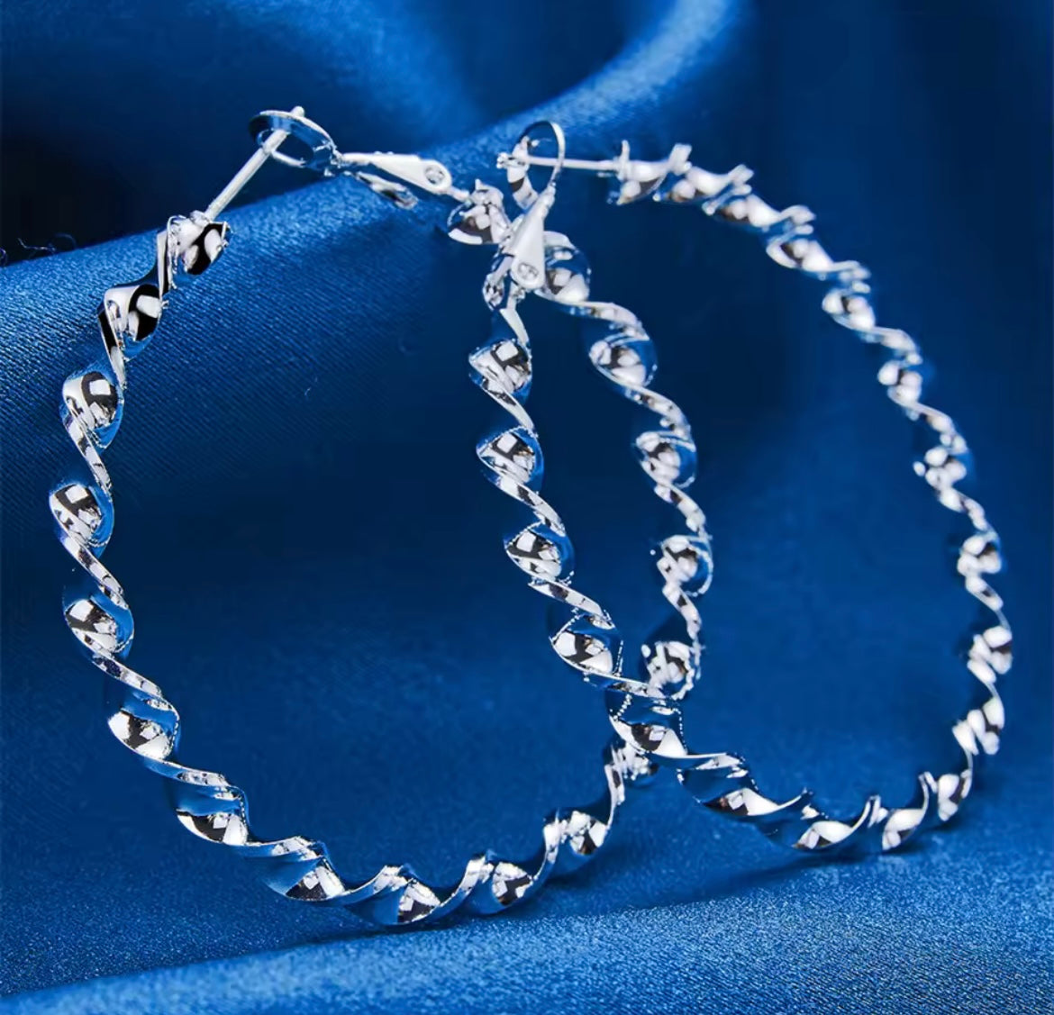 925 Sterling silver Twisted hoop earrings