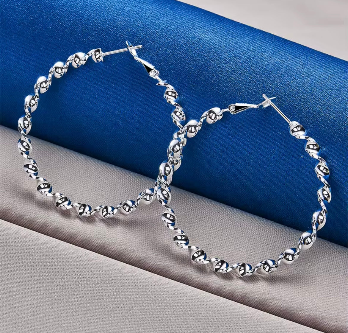 925 Sterling silver Twisted hoop earrings