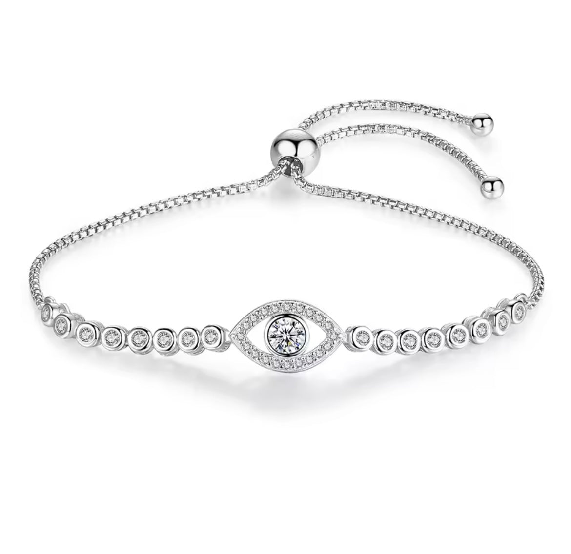 925 Sterling silver Evil Eye adjustable bracelet
