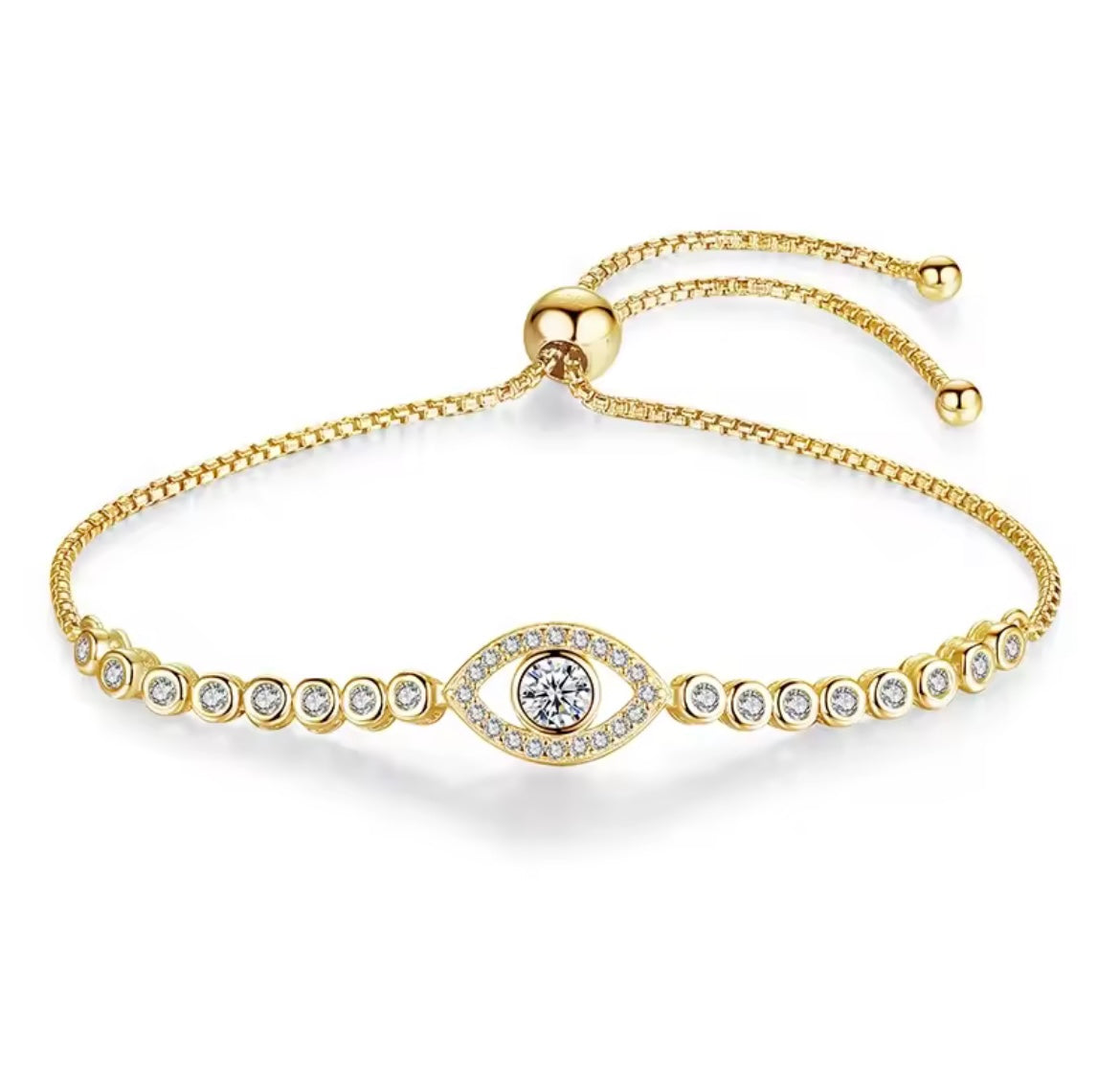 925 Sterling silver Evil Eye adjustable bracelet