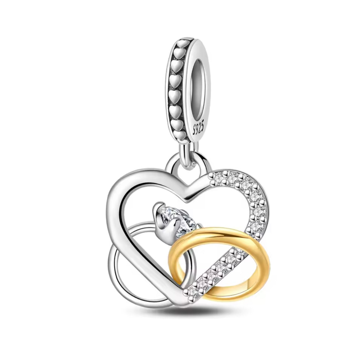 925 Sterling silver wedding rings heart charm