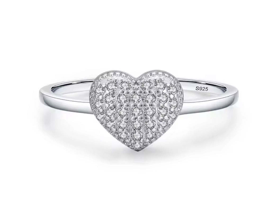 925 Sterling silver Heart Cluster Ring