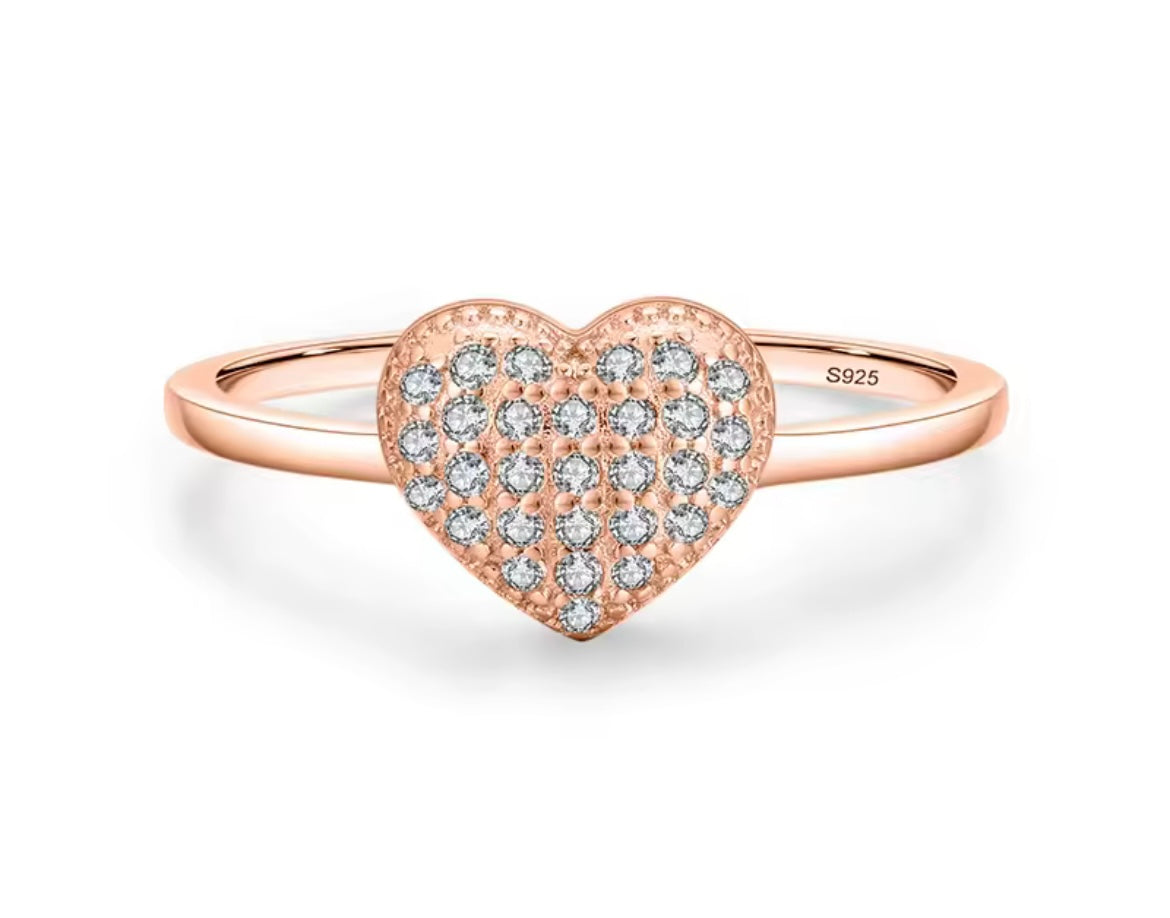 925 Sterling silver Heart Cluster Ring