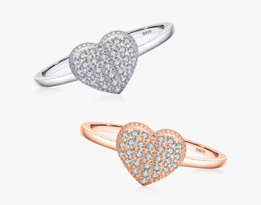 925 Sterling silver Heart Cluster Ring