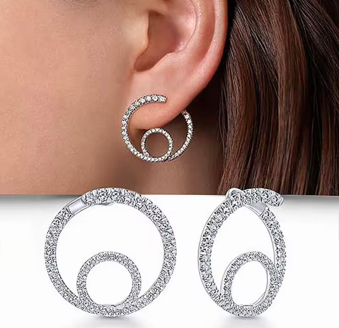 925 Sterling silver Dazzling circle earrings
