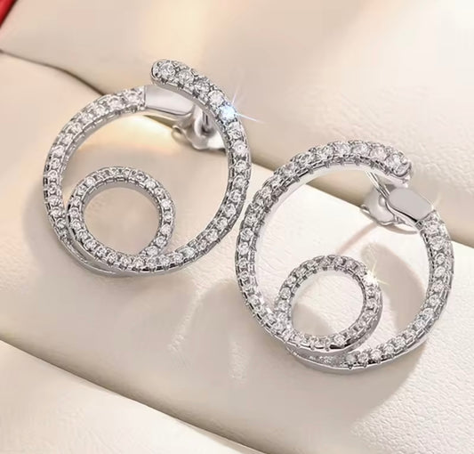 925 Sterling silver Dazzling circle earrings