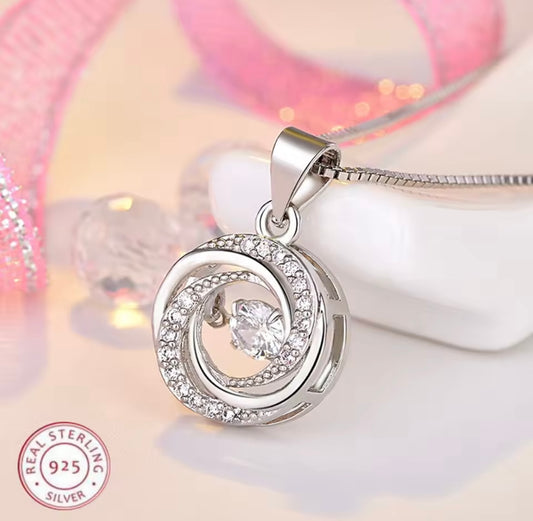 925 Sterling silver round necklace