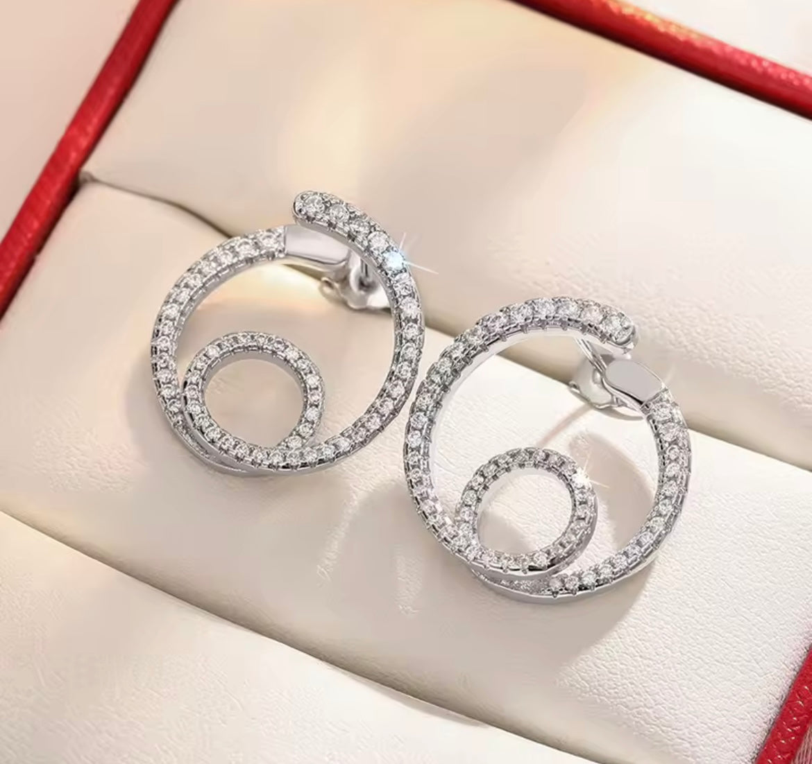 925 Sterling silver Dazzling circle earrings