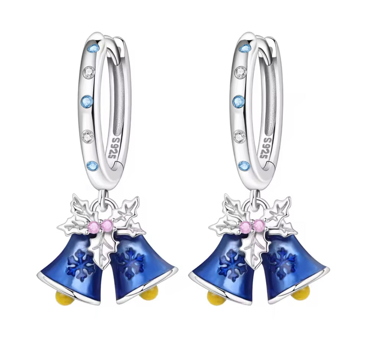 925 Sterling silver snowflake bluebell earrings
