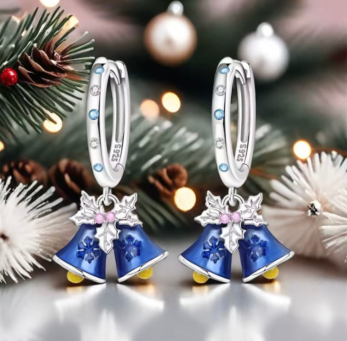 925 Sterling silver snowflake bluebell earrings