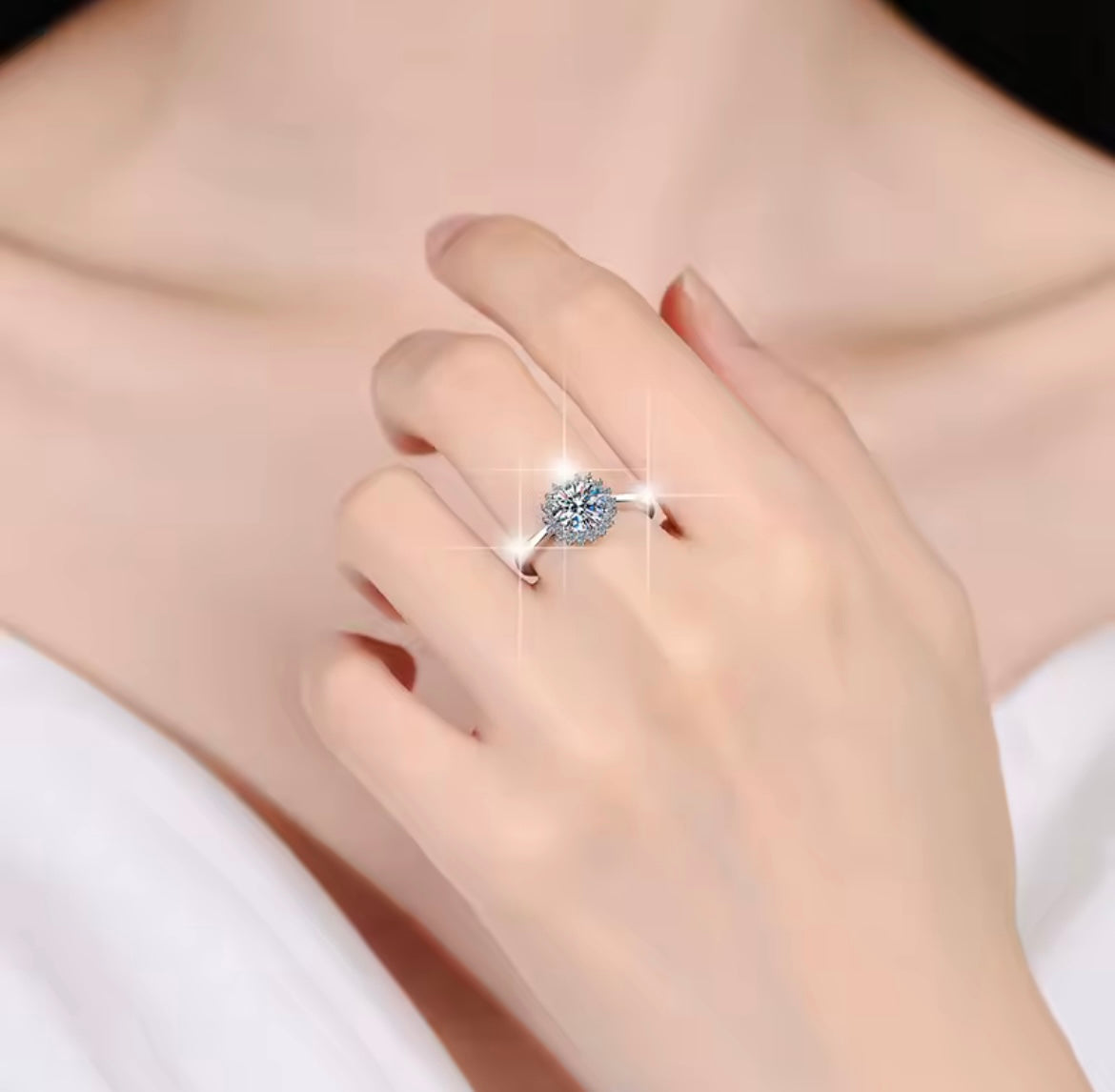 925 Sterling silver flower jewellery set